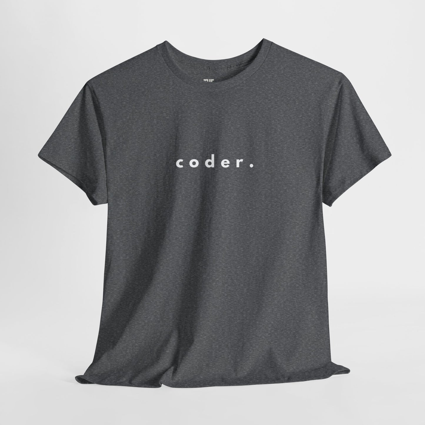 "coder." Tee for Programmers | Minimalist Coding Apparel for Developers & Tech Enthusiasts