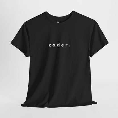 "coder." Tee for Programmers | Minimalist Coding Apparel for Developers & Tech Enthusiasts