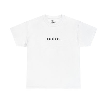 "coder." Tee for Programmers | Minimalist Coding Apparel for Developers & Tech Enthusiasts