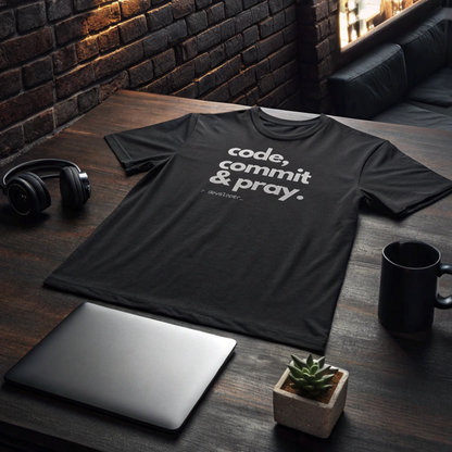 Code Commit And Pray - Das perfekte T-Shirt für jeden Entwickler, der daran glaubt